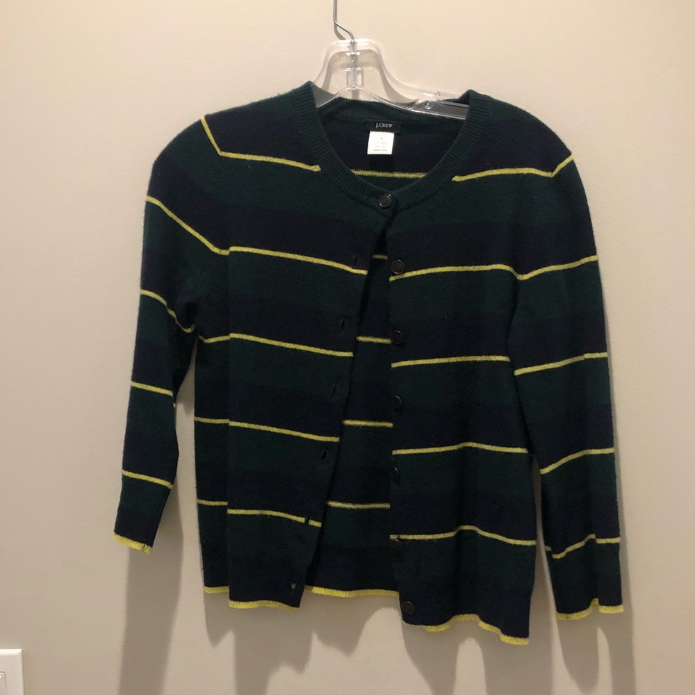 Stripped cardigan, cashmere wool blend